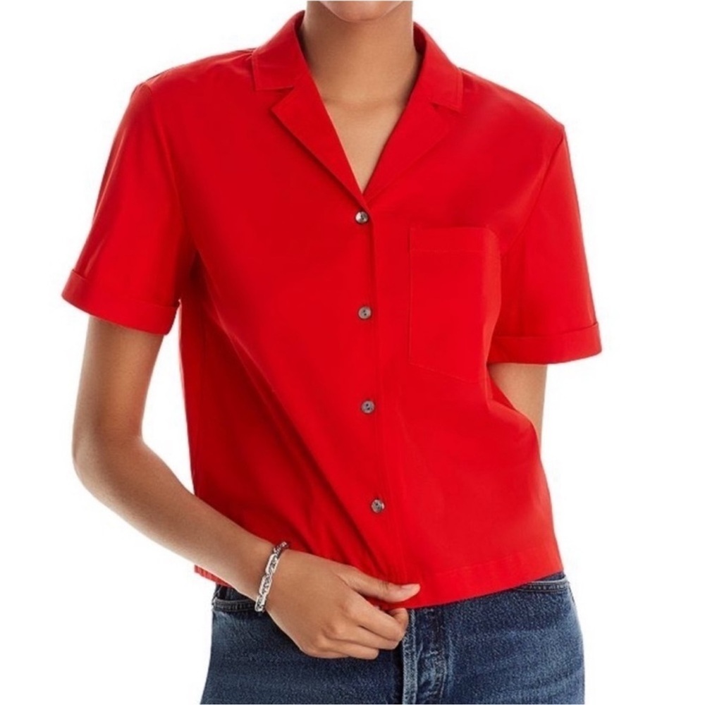 Theory Button Up‎ Camp Shirt Grenadine Red size Small NWT